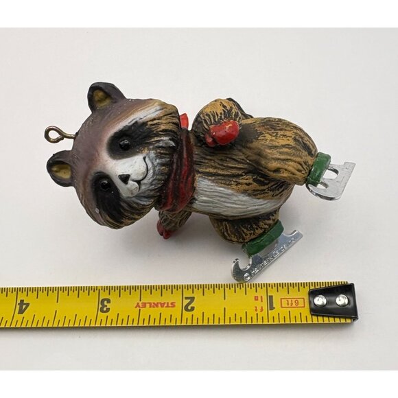 Vintage Hallmark Ice Skating Raccoon Christmas Ornament Tree Trimmer 1978 Skater - Picture 4 of 11